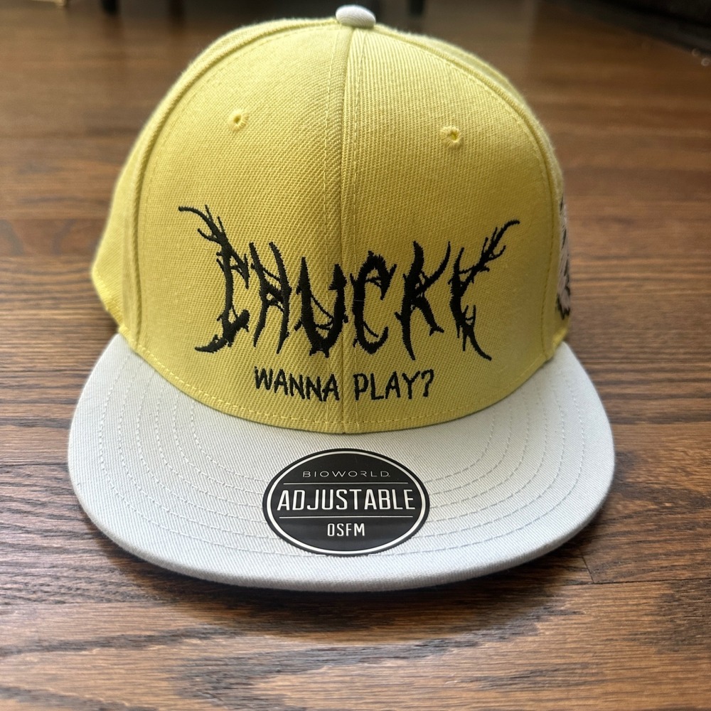 Bioworld Chucky Snapback Hat Mens OSFM Yellow Pastel Horror Goth Streetwear Cap